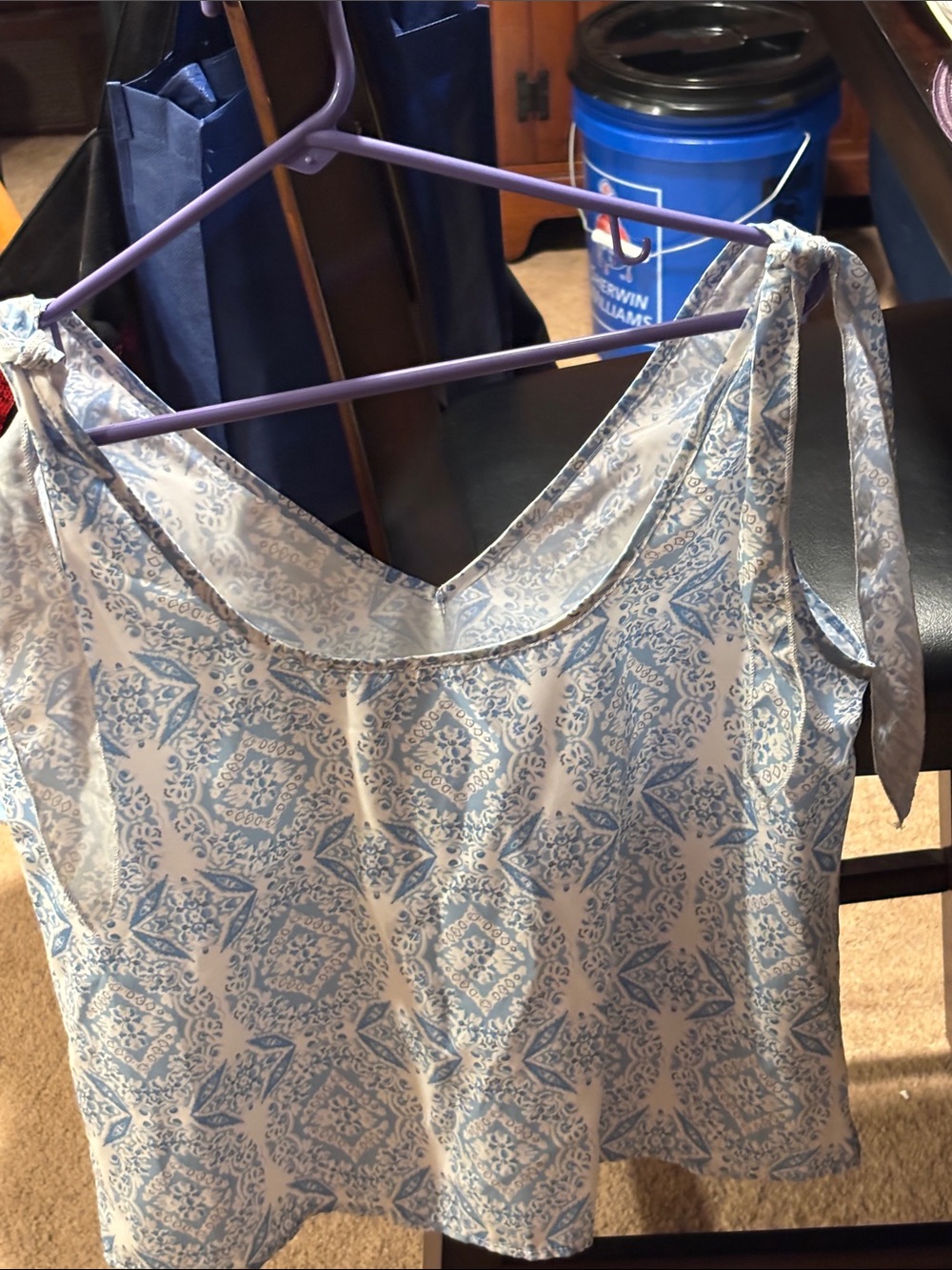 Medium Light Blue  Tie-Shoulder Tank Top